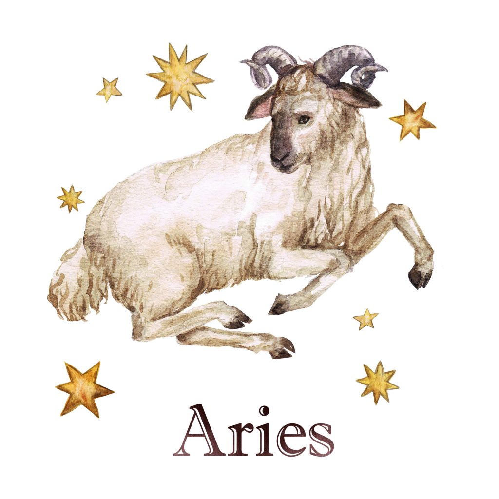 Zodiac sign - Aries. Watercolor Illustration. Isolated