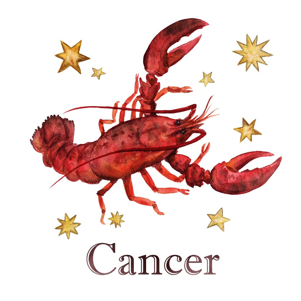 Zodiac sign - Cancer. Watercolor Illustration. Isolated.