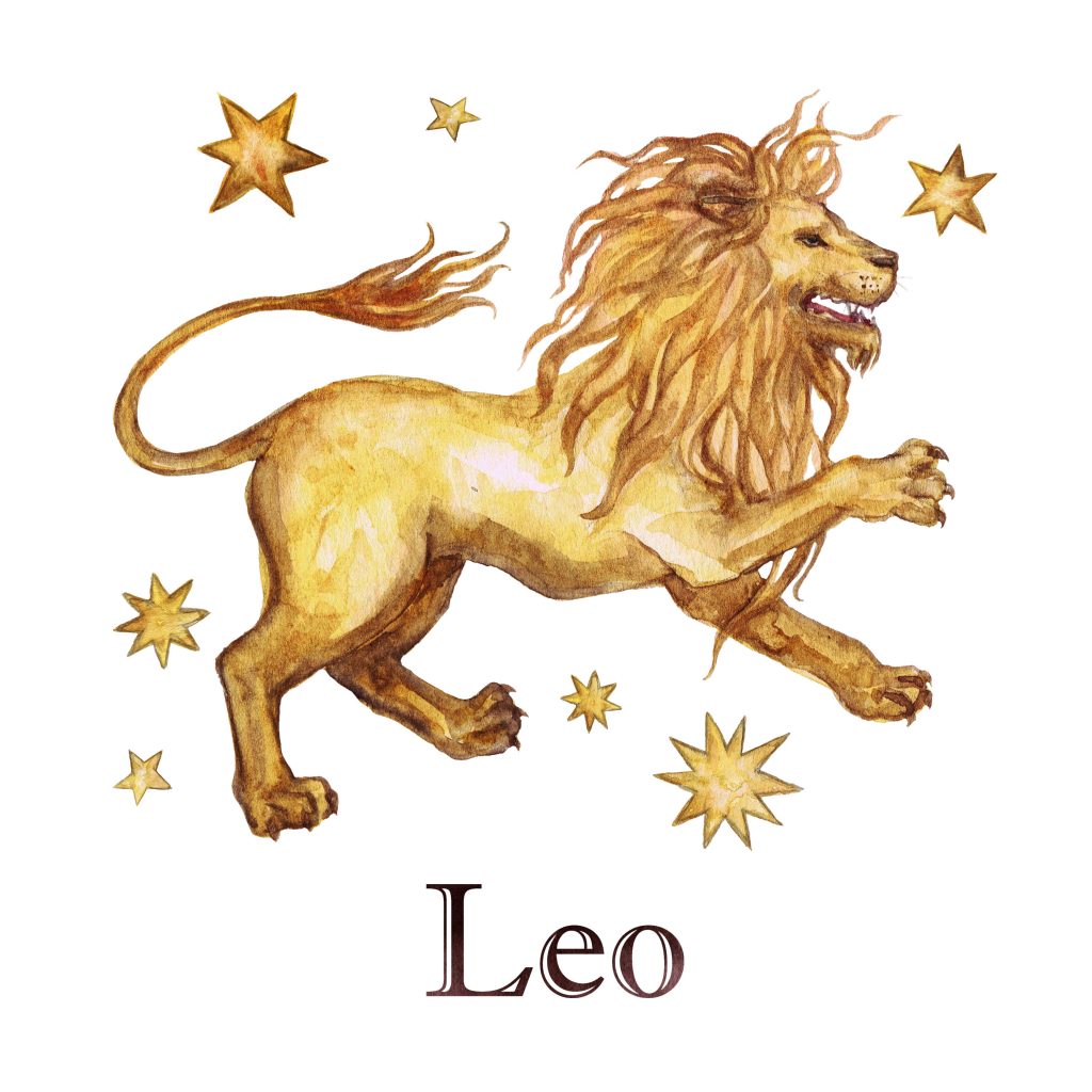 Zodiac sign - Leo. Watercolor Illustration. Isolated.