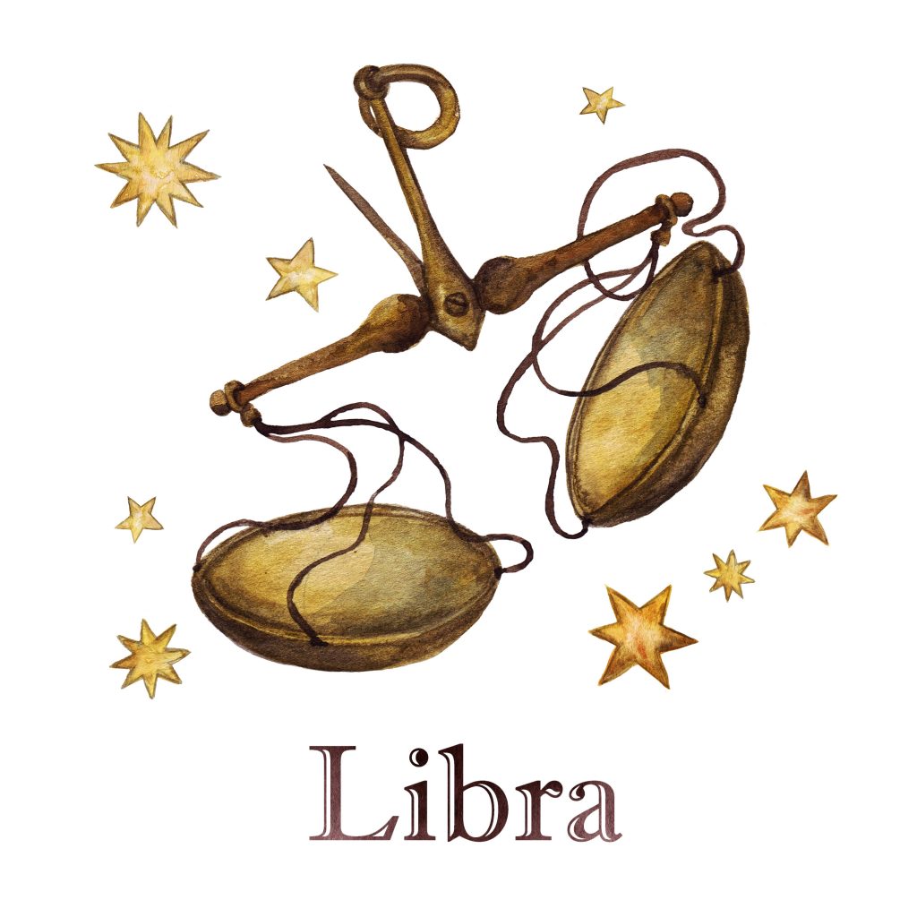 Zodiac sign - Libra. Watercolor Illustration. Isolated.