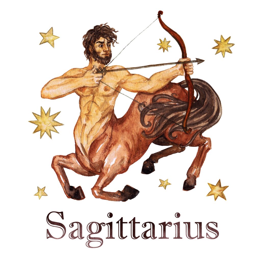 Zodiac sign - Sagittarius. Watercolor Illustration. Isolated.