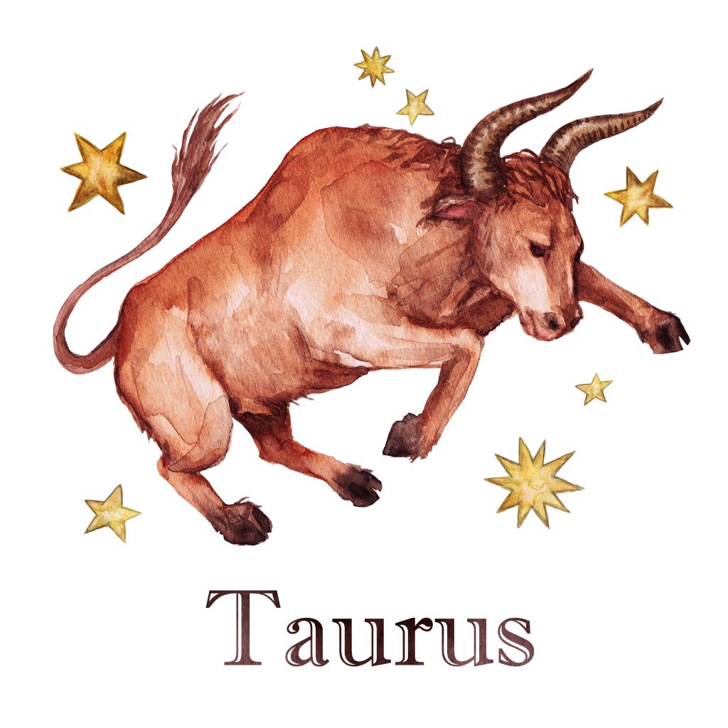 Zodiac sign - Taurus. Watercolor Illustration.