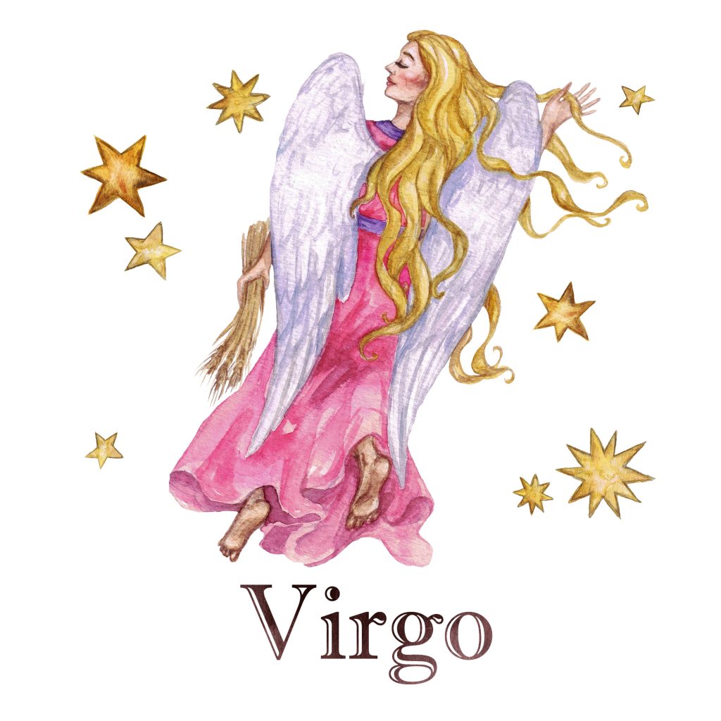 Zodiac sign - Virgo. Watercolor Illustration.
